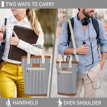 WINE TOTE - Stripe Navy