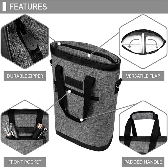WINE TOTE - Grey & Black