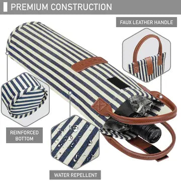 SINGLE WINE TOTE - Stripe Navy