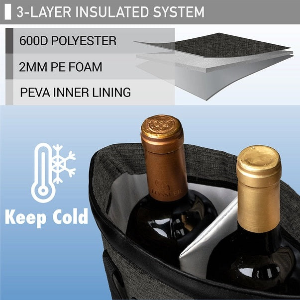 WINE TOTE - Charcoal & Black