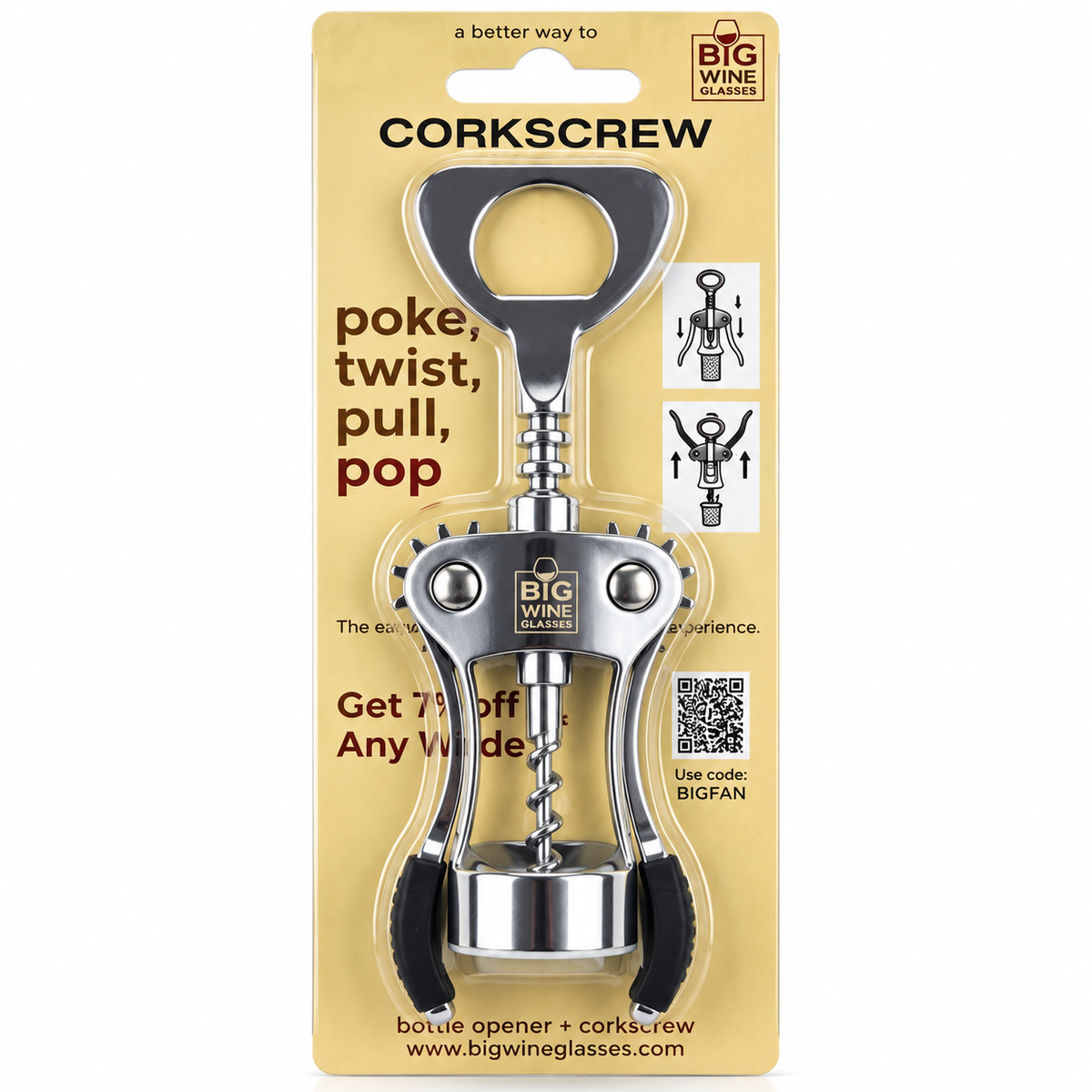 THE WINGMAN CORKSCREW + BOTTLE OPENER