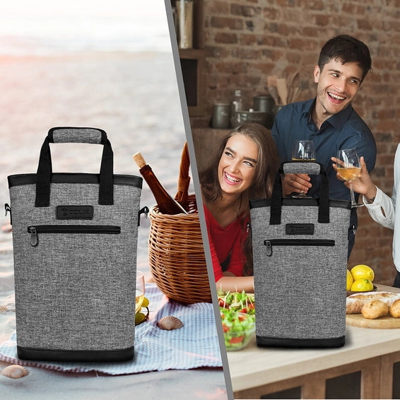 WINE TOTE - Grey & Black