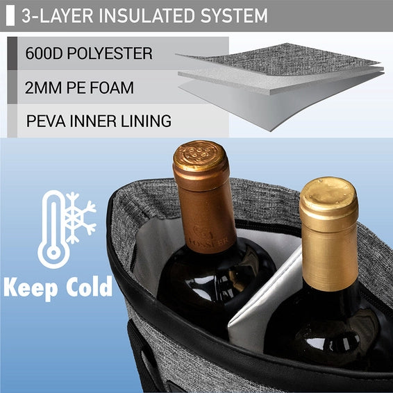 WINE TOTE - Grey & Black