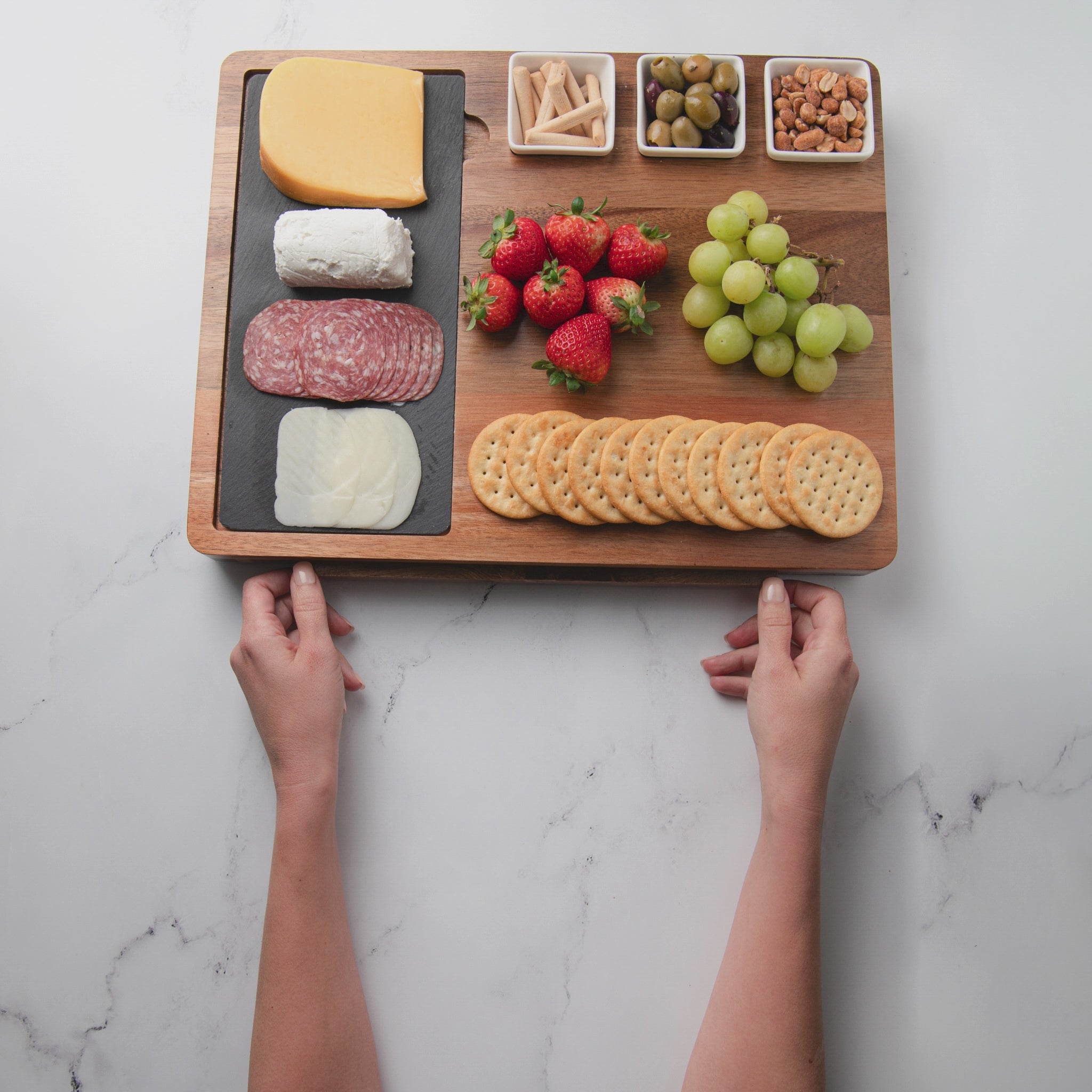 Load video: PREMIUM ACACIA WOOD CHARCUTERIE SET